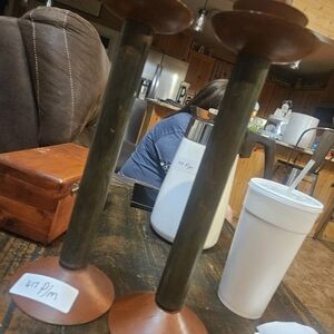 Milano Metal Candle Holders in Brown and Black - Pair